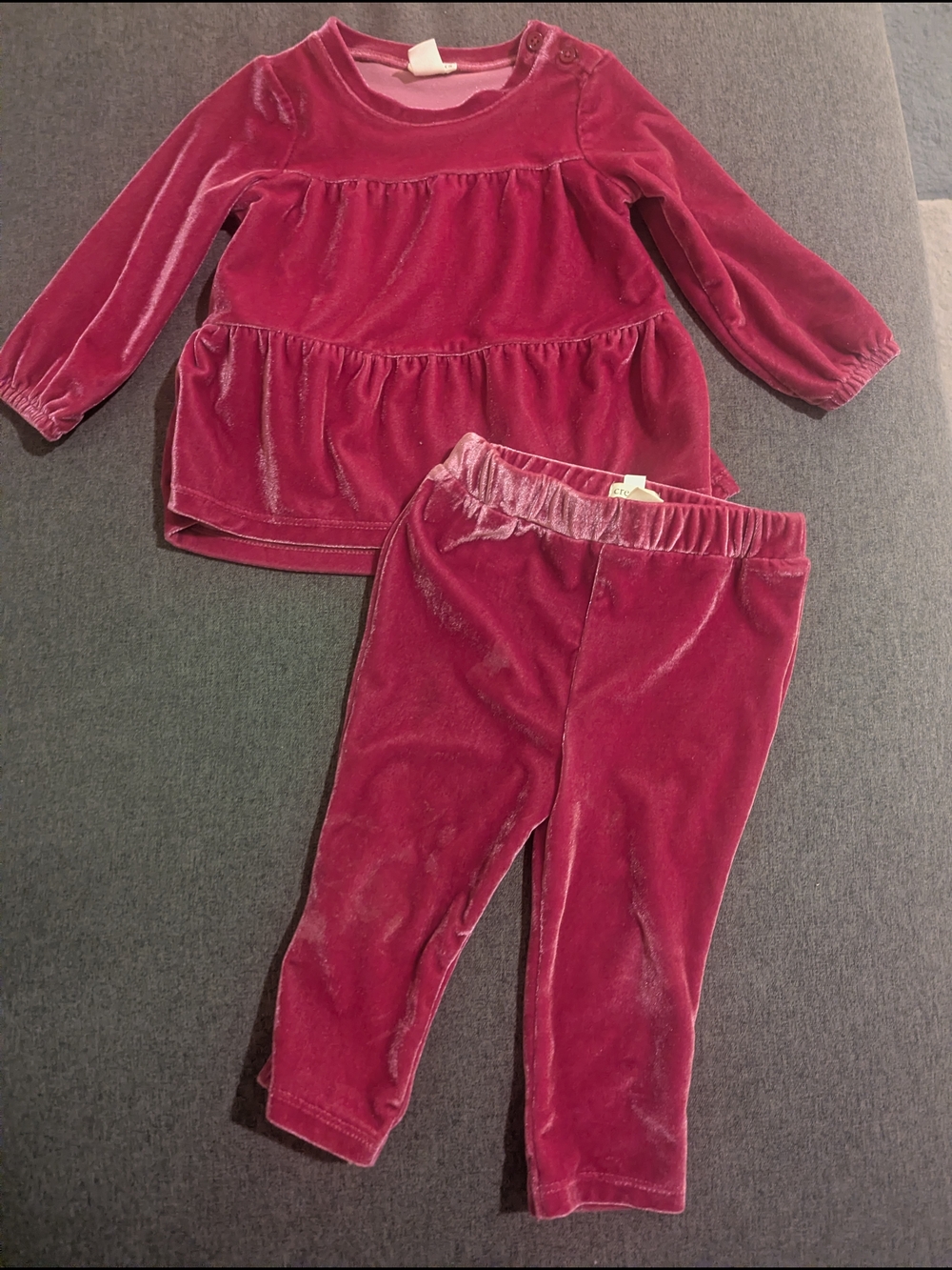 Crewcuts Girls Berry Velour Matching Set